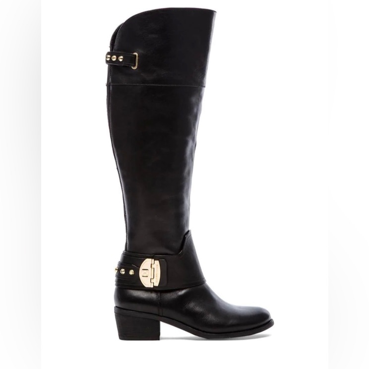 Vince Camuto Beatrix Black Gold Riding Boots